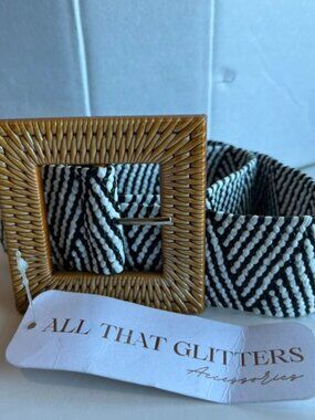 All that Glitters striped straw belt.